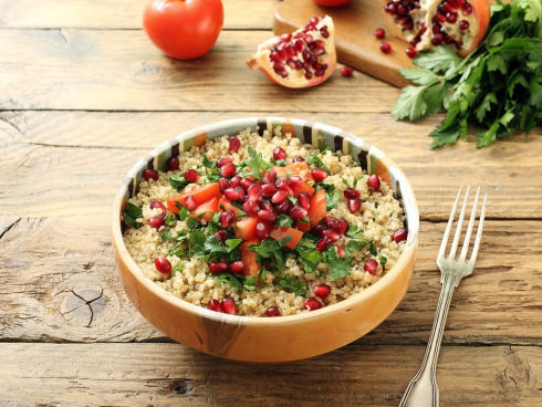 BLW Recipe: Quinoa and bulgur wheat salad with pomegranate
